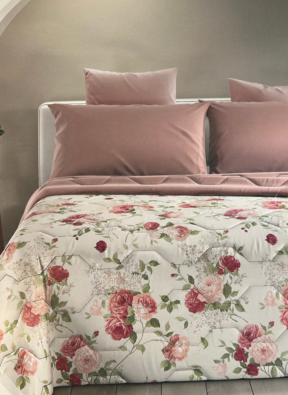 Trapuntino mezza stagione artigianale IRGE con rose matrimoniale