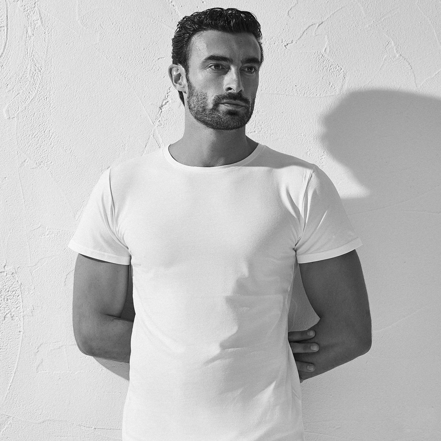 Herren T-Shirt Intim Baumwolle bielastisch weiß Rundhals 3 Stück